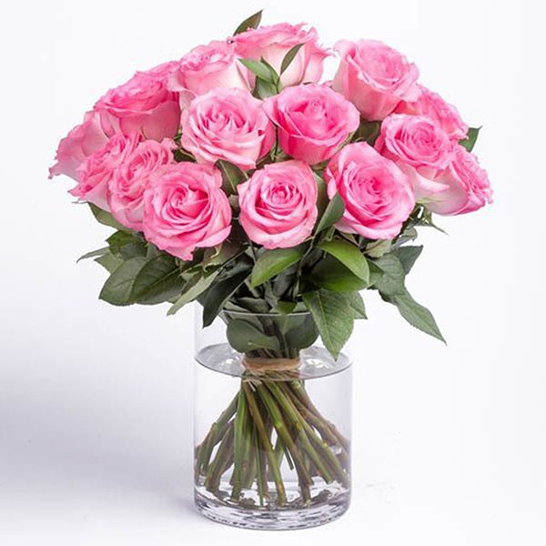 Beautiful 15 Pink Roses in Vase Online Florists that Deliver | rose bouquet | Order Now at JuneFlowers.com