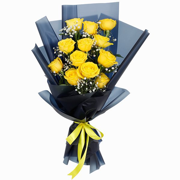 Designer Bouquet of 12 Yellow Roses Designer Bouquet of 12 Yellow Roses | Best Flower Shop India | June Flowers