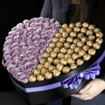 Ferrero Bouquet - Fresh Delicious Heart Shape Flower Box | valentine day bouquet | Order Now at JF