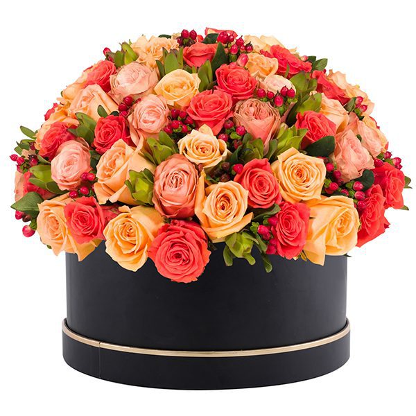 Signature Box of Mix Orange Roses Order Flower Box Bouquet Online | Order Now at JF