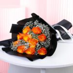 Golden Glow Black & Orange Roses1