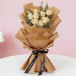 Peach Glow – 10 Peach Roses Bouquet1