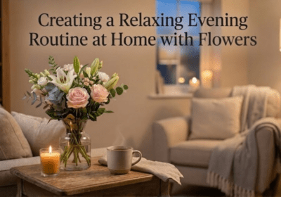 A relaxing home environment adorned with flowers, perfect for unwinding during the evening.